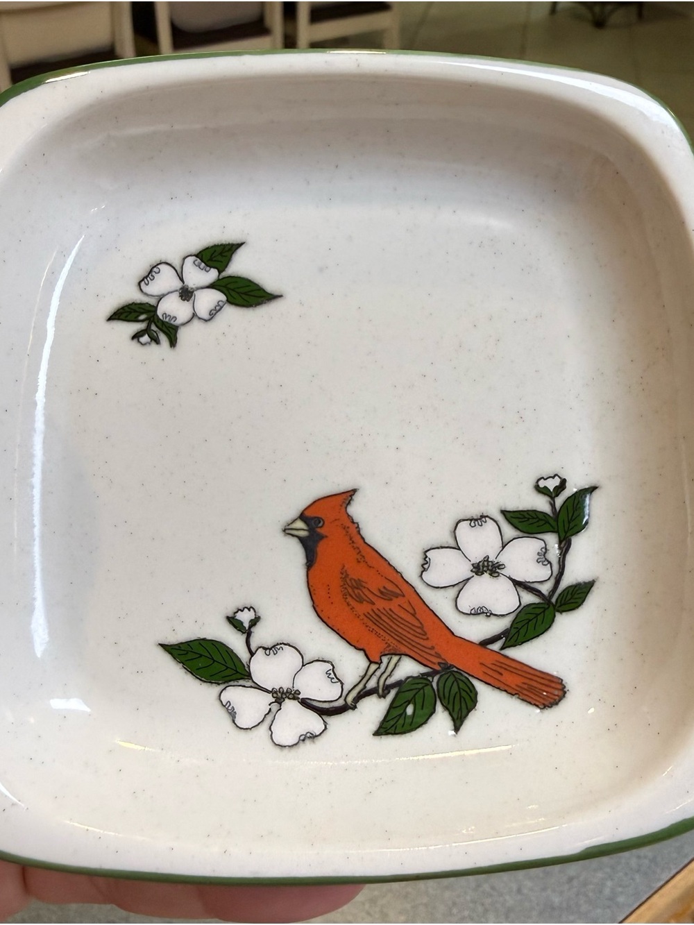 Vintage Cardinal Bird Dogwood Branch Trinket Dish Japan Cape Shore